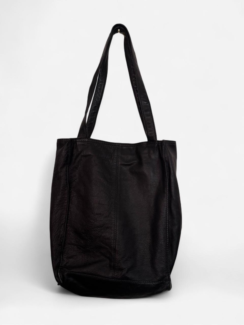 Vintage Black Leather Tote Bag